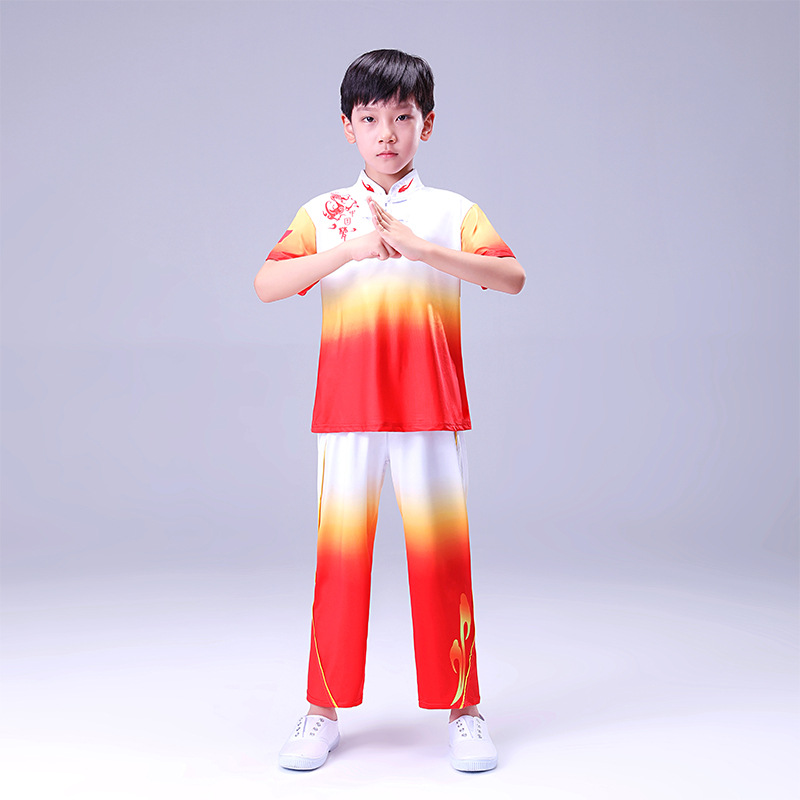 少儿武术服功夫短袖男女童幼儿园少儿训练表演出学生武术练功服装