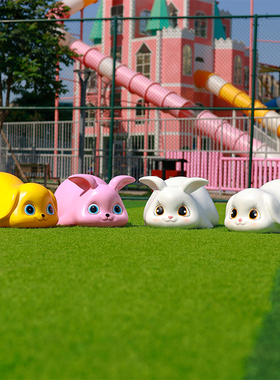 户外玻璃钢卡通动物座椅小黄鸭兔子商场幼儿园游乐场景区装饰摆件