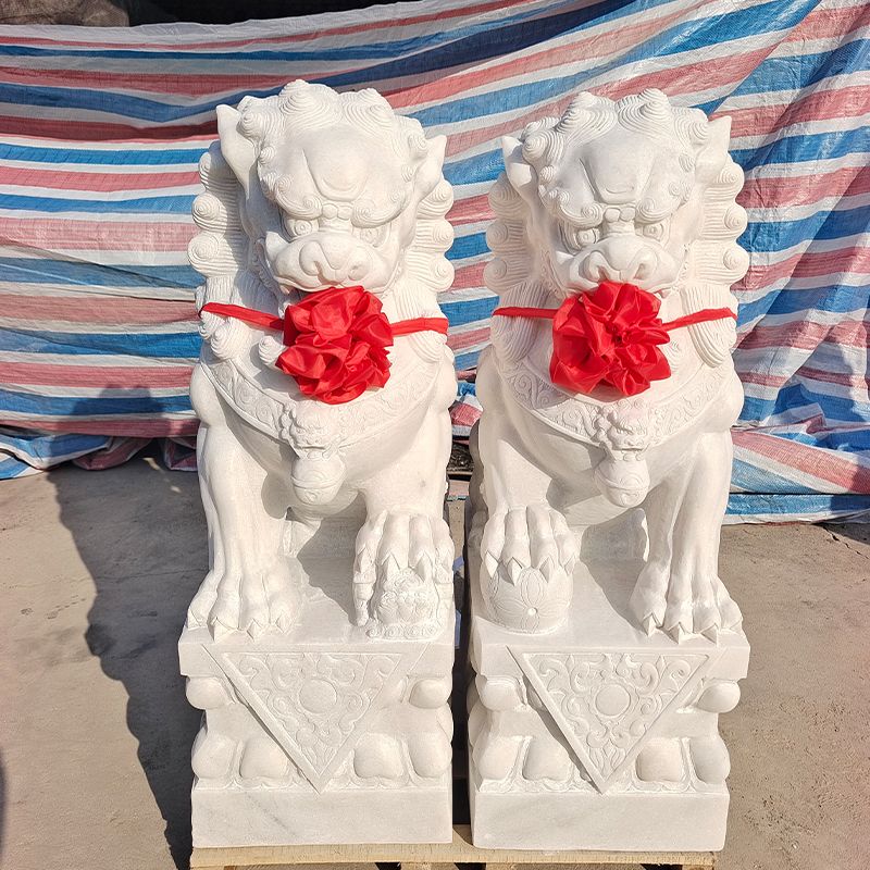 汉白玉青石石雕石狮子狮子一对庭院镇宅看门招财家用清仓摆件门口