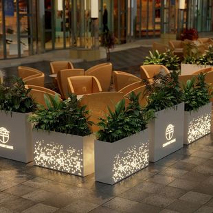 户外种植花箱组合室外庭院花池太阳能发光花坛花架餐厅景观花槽