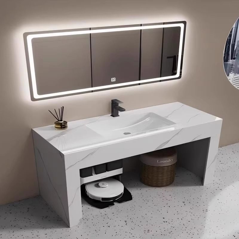 现代简约岩板一体洗手盆落地洗手台卫浴柜卫生间洗脸池洗漱台定制