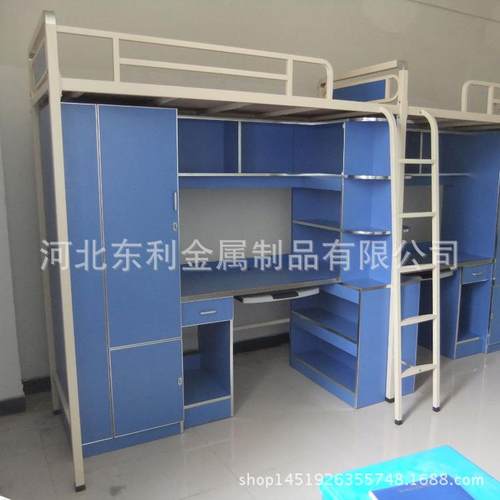 DL-206单人公寓床 大学宿舍学生 上书床下桌架柜子组带合床 钢制