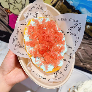 50套网红固体杨枝甘露芒果船酸奶包装盒外卖野餐沙拉纸浆餐盒椭圆