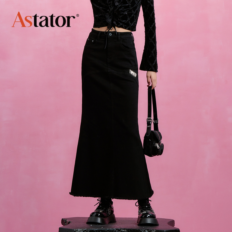 Astator御寒神裙，掌柜自留！冬季潮流休闲半身裙女显瘦黑色长裙
