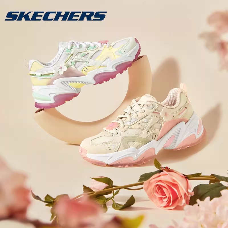 Skechers斯凯奇桃花鞋官网正品老爹鞋2024夏樱花少女运动休闲女鞋 运动鞋new 老爹鞋 原图主图