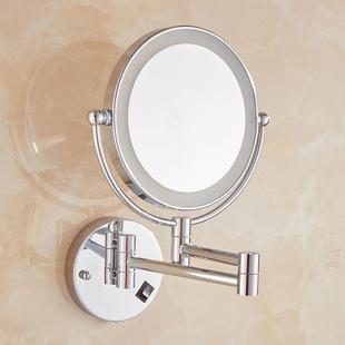 壁挂式 带灯光双面浴室伸缩镜卫生间折叠镜子放大免打孔 LED化妆镜