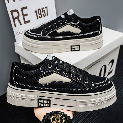 2026春季新款帆布鞋男透气厚底复古运动休闲低帮板鞋平底学生潮鞋