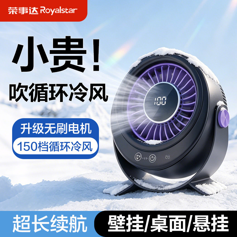 荣事达2026新款桌面小风扇家用办公室静音制冷USB充电迷你小型风扇壁挂式厨房专用学生宿舍床上挂台式电风扇