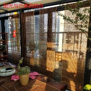 饰免打孔窗帘定制 手工夏布苎麻卷帘屏风隔断帘民宿茶室麻布门帘装