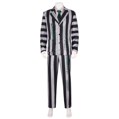 甲壳虫汁cosplay服装黑白条纹西装百老汇beetlejuice阴间大法师