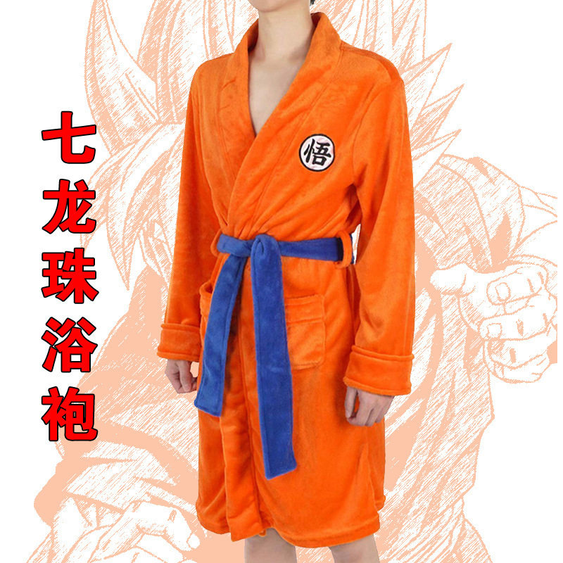 动漫七龙珠cosplay衣服睡袍孙悟空法莱绒浴袍欧码悟空角色扮演cos
