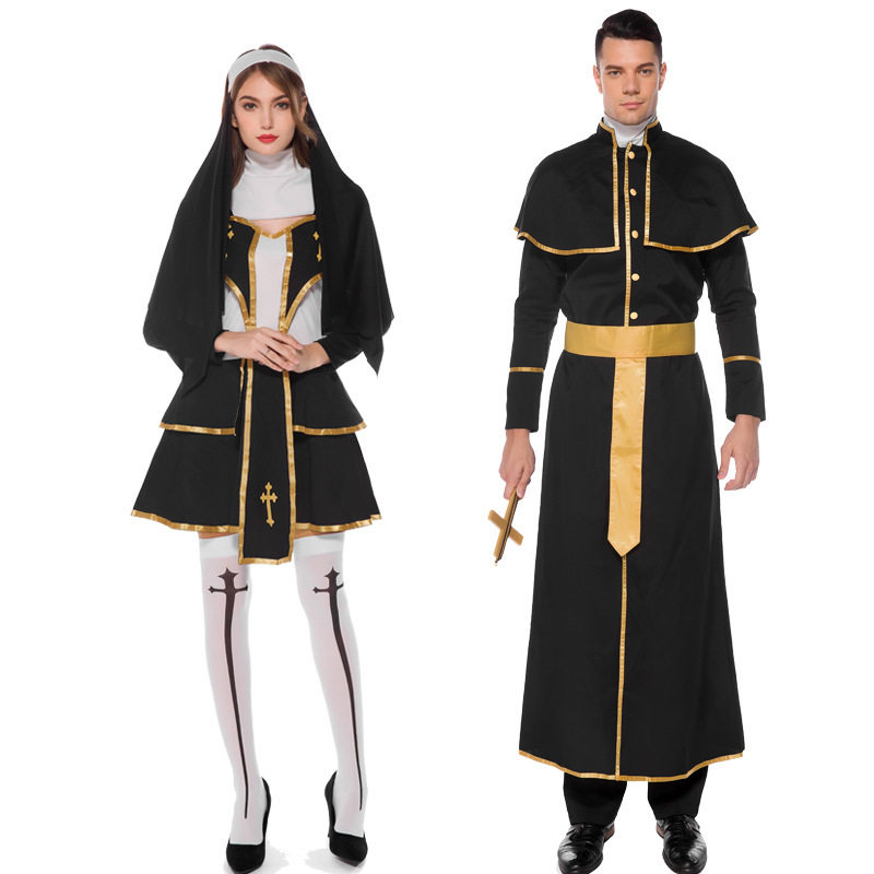 万圣节服装性感修女服成人话剧圣母玛利亚牧师传教士舞会演出服