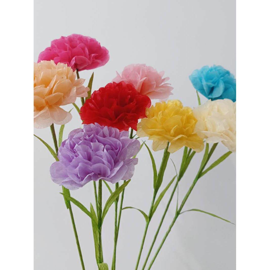 花瓣免剪纸艺纸花简易康乃馨套装 皱纹纸花diy材料包教师节手工礼