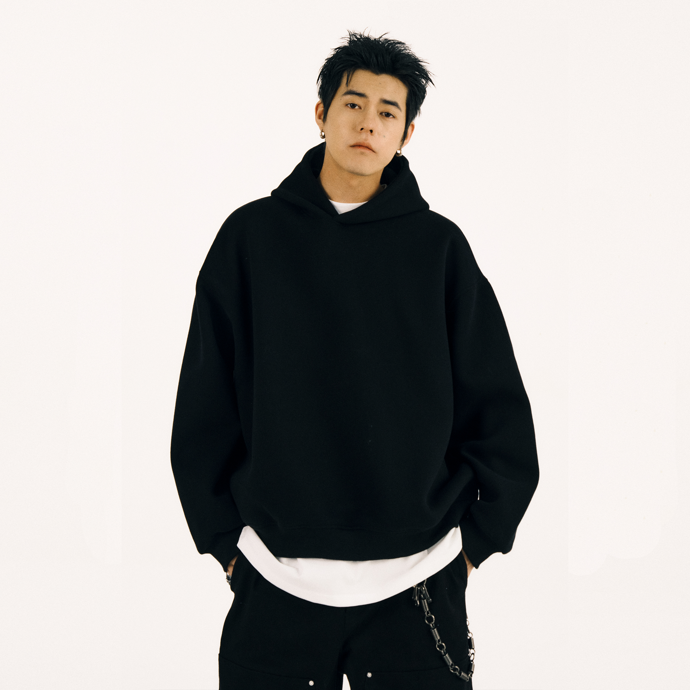 芝麻街卫衣cleanfit纯色帽衫