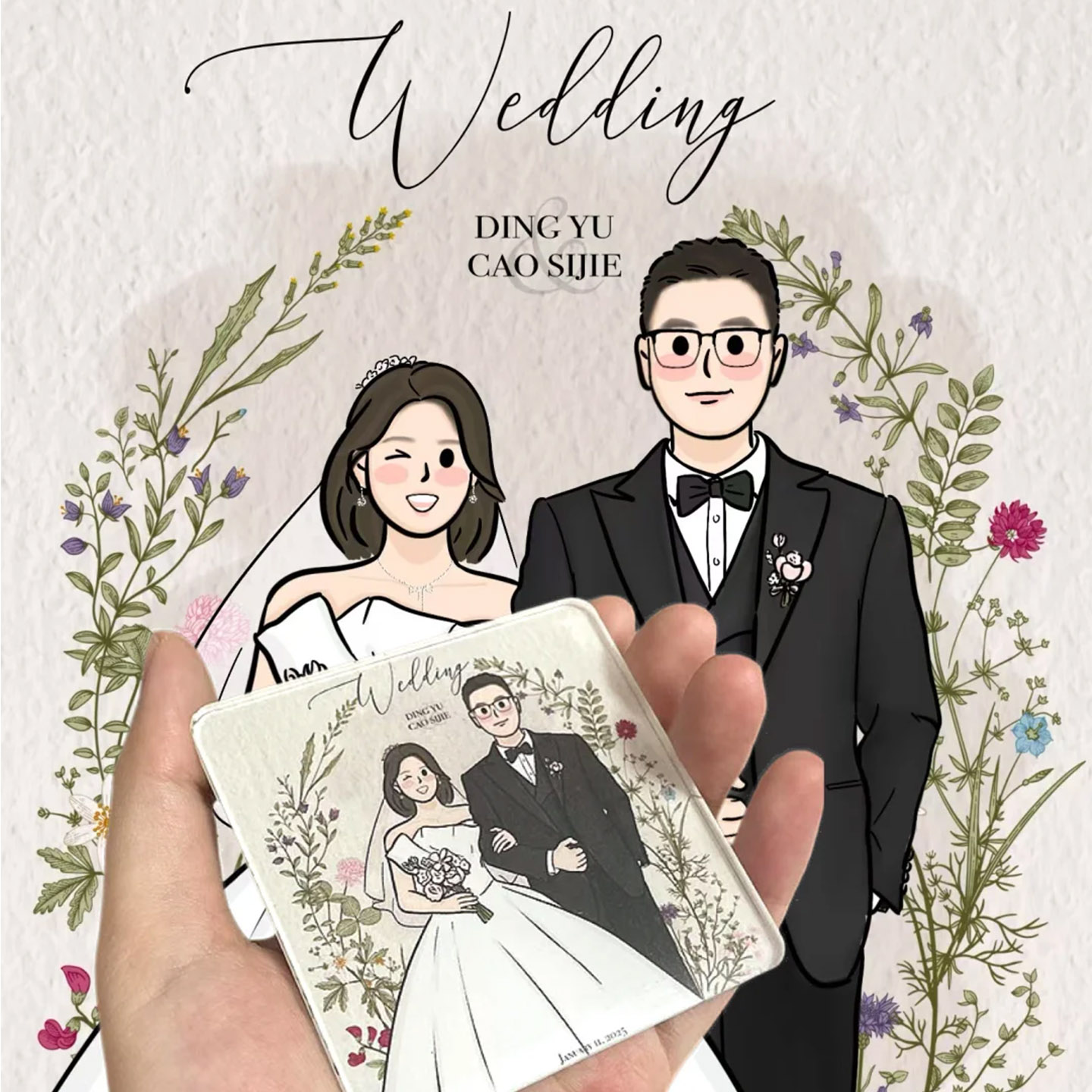 亚克力冰箱贴定制动漫情侣照片