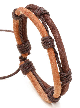 跨境新款饰品简约手工编织植鞣皮手链欧美流行复古牛皮手环手绳