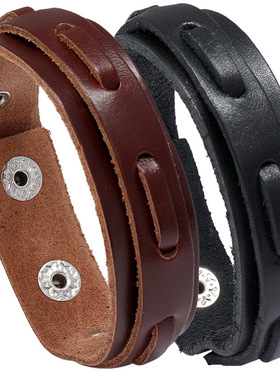 欧美新款手环厂家直供复古多层男士牛皮手链个性潮流街舞酒吧配饰