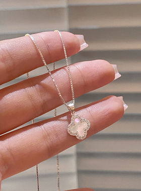 s925纯银天然贝母四叶草项链小众气质轻奢风时尚百搭高级感锁骨链