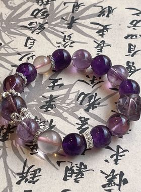 天然紫水晶手链女款紫晶随型大颗粒个性设计感水晶手串送闺蜜礼物