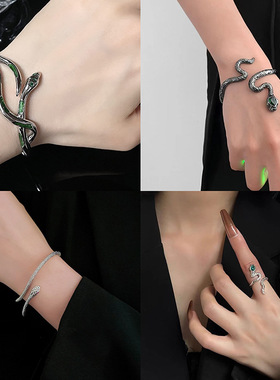 灵蛇系列~新中式缠绕蛇形手镯女小众设计甜酷风开口手环辣妹手饰