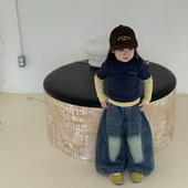 新款 童装 韩版 2025秋季 女童卡通印花真2件T恤 幼儿园T恤