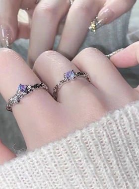 熔岩肌理不规则开口戒指女小众温柔冷淡风轻奢ins风可调节食指戒