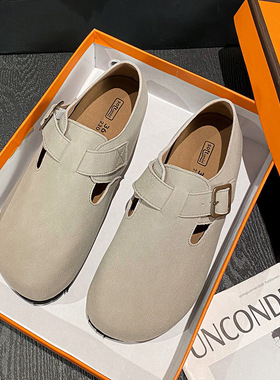 261惠东易鑫达年度Z佳_韩国复古扣带包头勃肯鞋女半拖凉鞋外穿