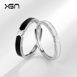 新概念 s925纯银羁绊情侣戒指男女一对 小众设计冷淡风异地恋对戒