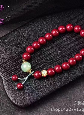 原创设计款天然原矿朱砂手串女新中式国潮手链女紫金砂手串百搭款