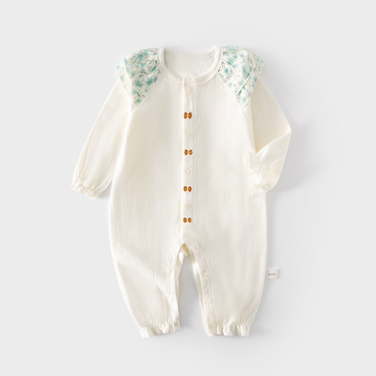 婴儿连体衣长袖新生儿无骨春款纯棉哈衣男女宝宝幼儿童花边爬服