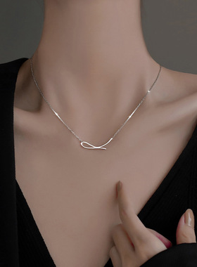 s925纯银简约几何线条项链女冷淡风chic极简主义小众高级感锁骨链