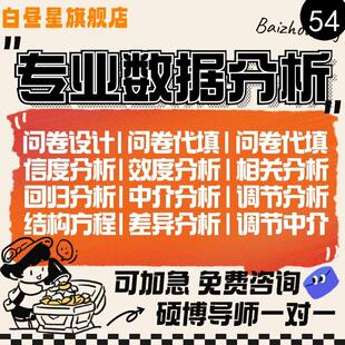 spss数据分析服务stata实证python统计处理amos问卷meta医学R代做