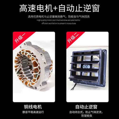 百叶换气扇卧室墙壁窗排风扇家用油烟抽风机厨房卫生间强力排气扇