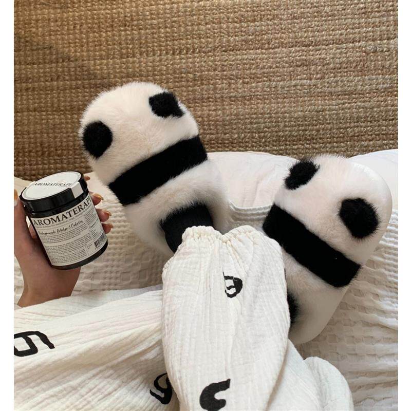 极速美物百货商行熊猫棉拖鞋女秋冬季室内居家用防滑可爱毛绒保暖