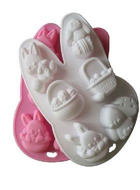 3D-Rabbit Bunny-Basket Easter-Egg Shape Silicone-Mold