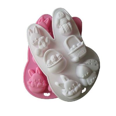 3D-Rabbit Bunny-Basket Easter-Egg Shape Silicone-Mold