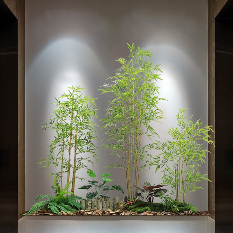 好货室内仿生竹子室外仿真绿植物造景假竹子挡墙隔断屏风盆栽装饰