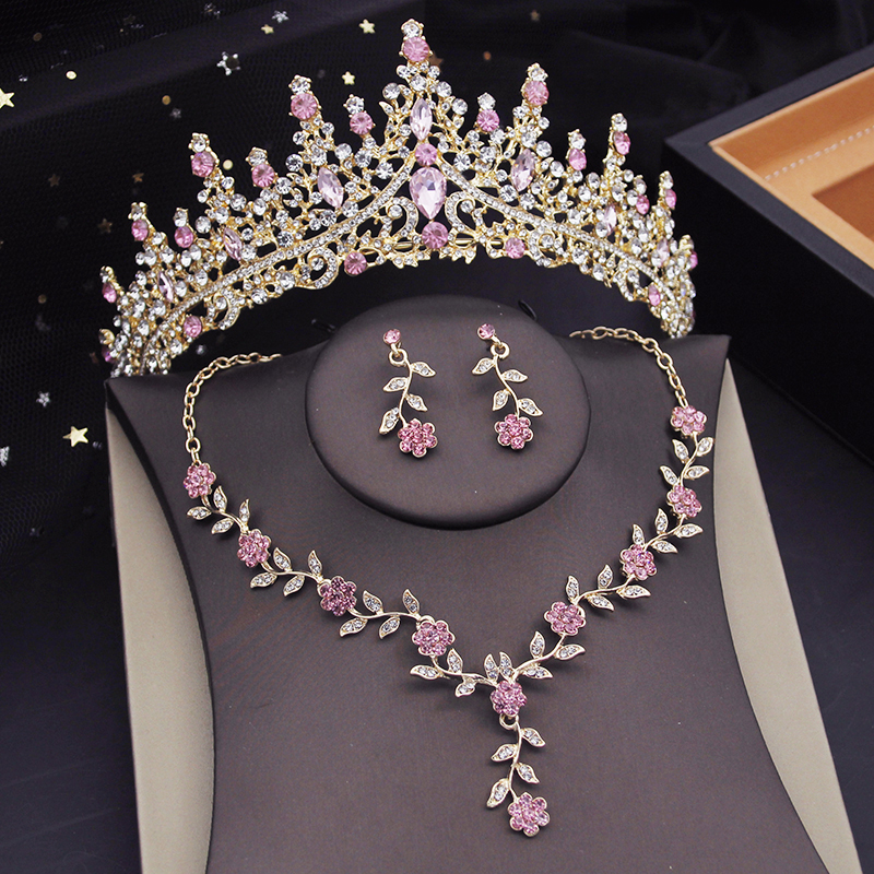极速Gorgeous Crystal Tiaras Bridal Jewelry Sets for Women Cr