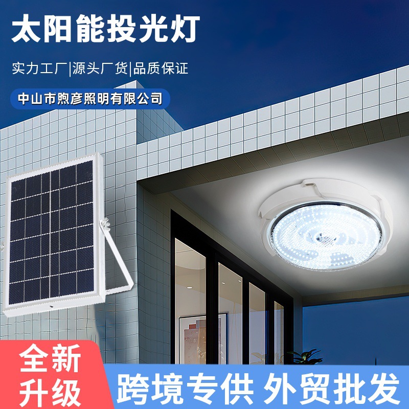 新款太阳能灯吸顶灯家用照明灯室内客厅阳台户外庭院大门口路灯