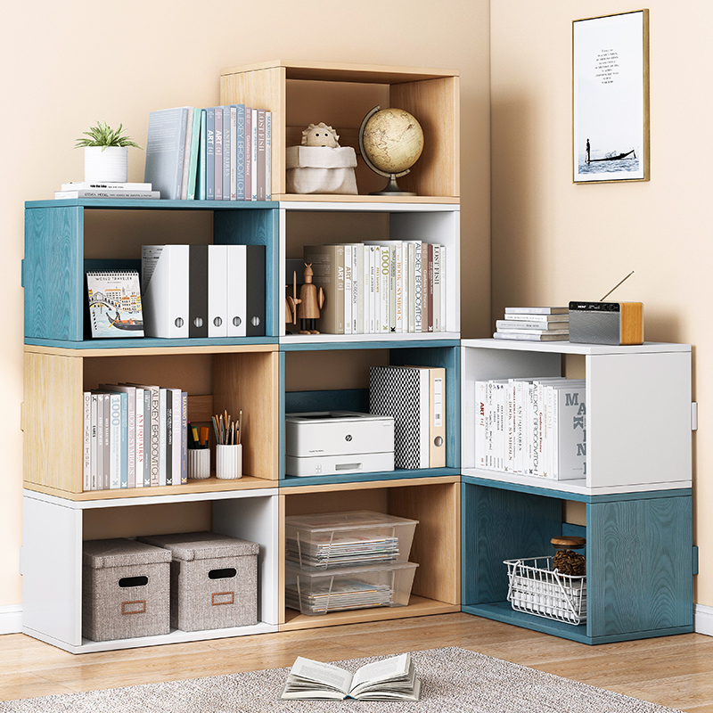 速发柜架家用书架子矮书约物架落地靠墙收纳柜简置组合格子柜储物