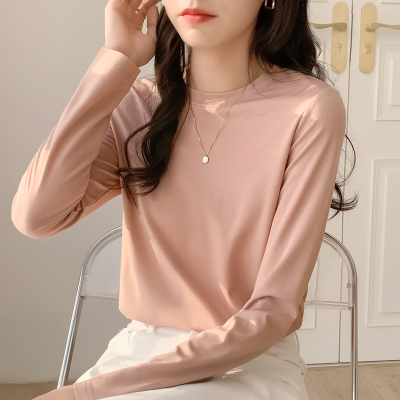 速发高粉打洋衫装内搭皮端色长袖t恤宽松底气高贵品质小衫