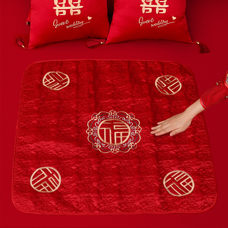 速发娘红色福垫结婚新垫出嫁压床娃娃坐福被方家婚房装饰喜娘坐垫