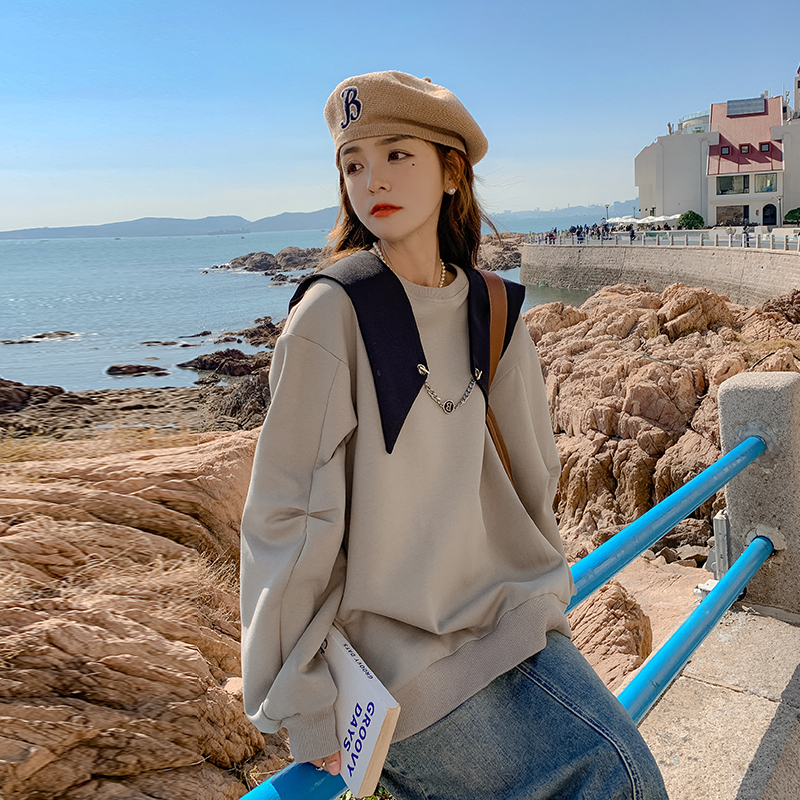 速发over2ize气衣20s4新款小众设计感短款宽松洋卫港味ch上衣