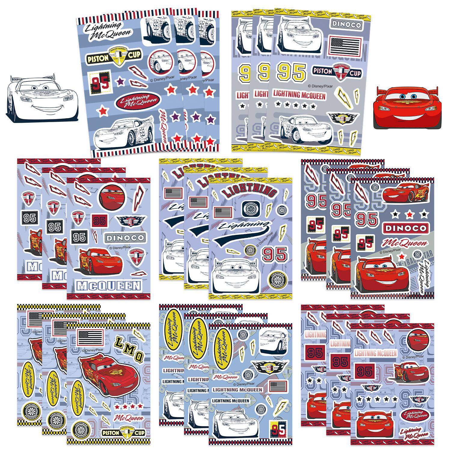 8张正版迪士尼卡通圣诞节赛车总动员拼贴贴纸儿童保温水杯手机平板后壳吉他装饰滑板电动车头盔防水DIY贴画