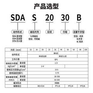 50薄型气缸 4050 星辰气动SDA12 510