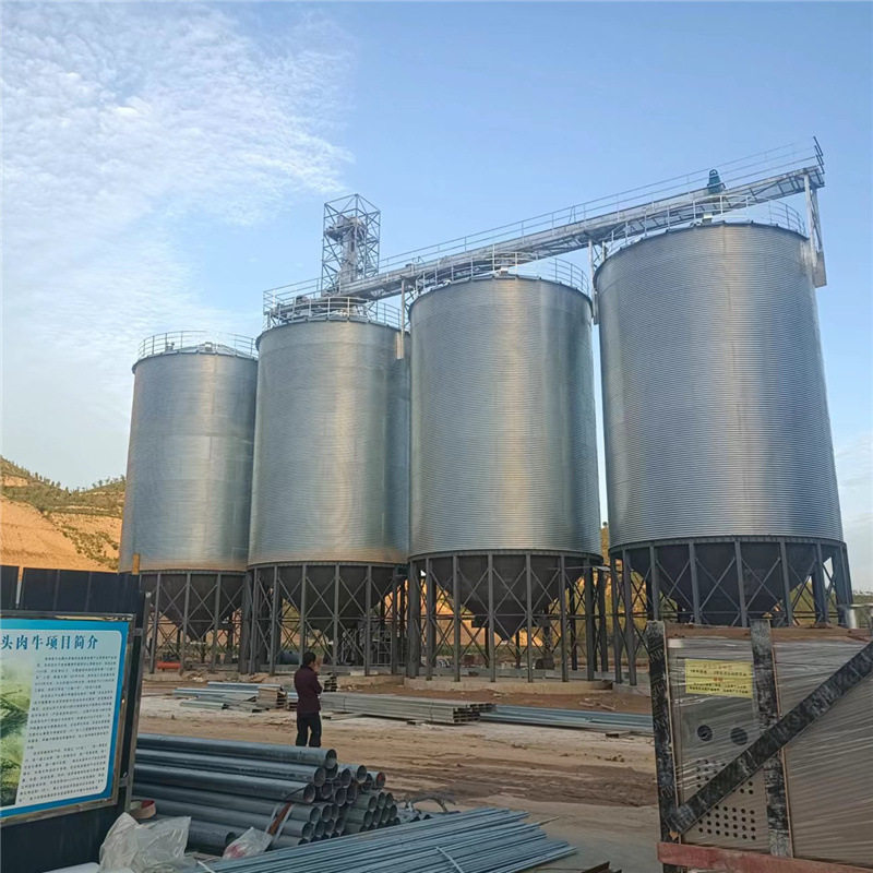 河北1000吨粮食钢板仓 锥底粮仓出粮方便镀锌钢板 使用时间长筒仓