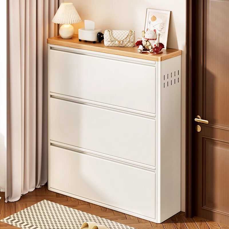 超薄钢制鞋柜家用门口楼道大容量铁皮柜收纳入户玄关多功能翻斗柜