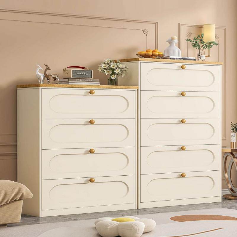 原木风钢制五斗柜带木板铁艺收纳柜抽屉柜客厅家用边柜卧室储物柜