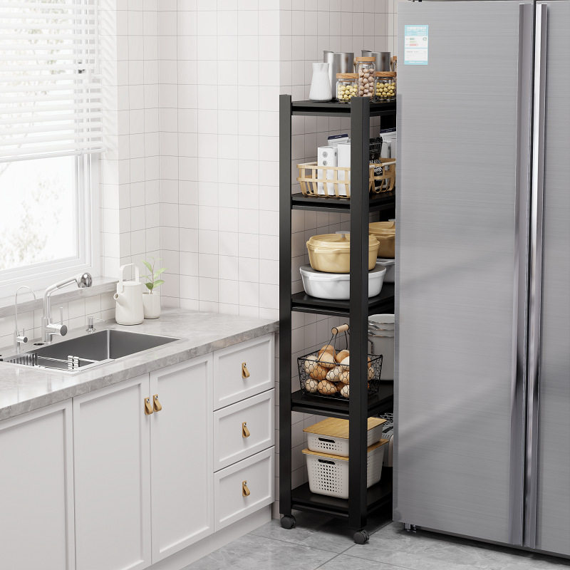 厨房带轮夹缝置物架落地家用移动超窄冰箱缝隙储物柜碳钢收纳架子,家装主材,置物架,淘宝优惠券,粉丝福利购,淘宝优惠卷