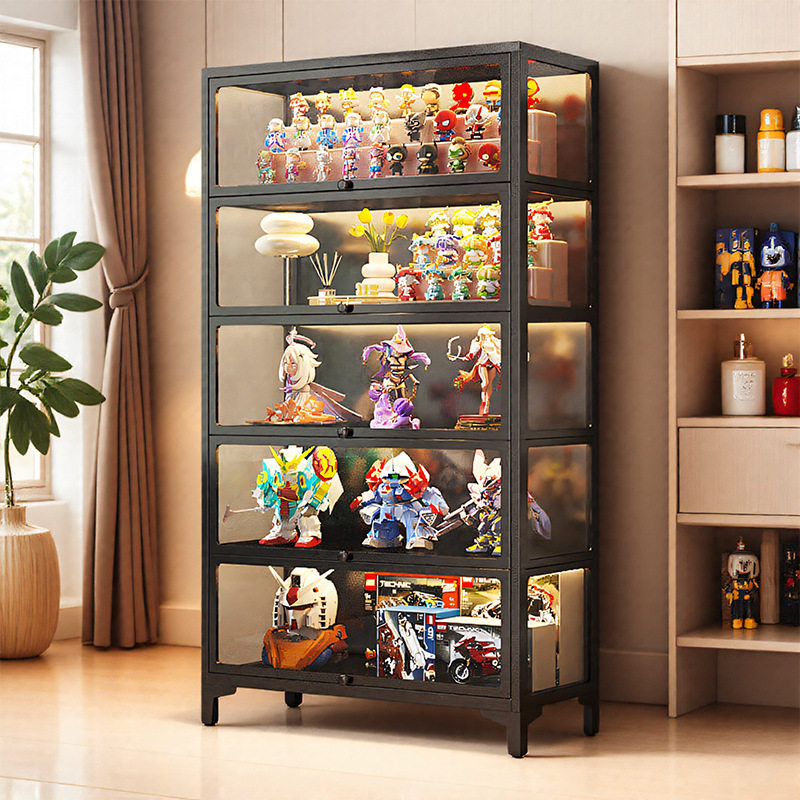 手办展示柜盲盒积木谷子收纳柜痛柜防尘铁皮玻璃柜书柜家居陈列柜
